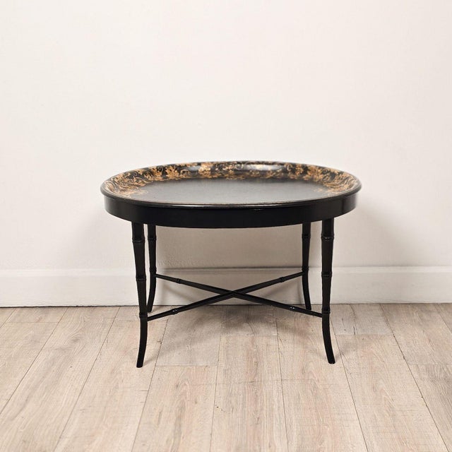 Late 19th Century English Lacquered & Gilt Papier-Mâché Tray, Circa 1870 For Sale - Image 5 of 9