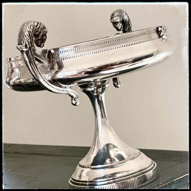 Shabby Chic 1940s Candle Holder English Silver Plated Rare Lions Handles For Sale - Image 3 of 12