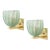 Modernist Hand-Blown Sea Green Fluted Pulegoso Murano Glass & Brass Sconces For Sale