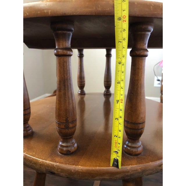 1950s Colonial Style Nutmeg Maple 2 Tier Round Side Table For Sale - Image 10 of 12