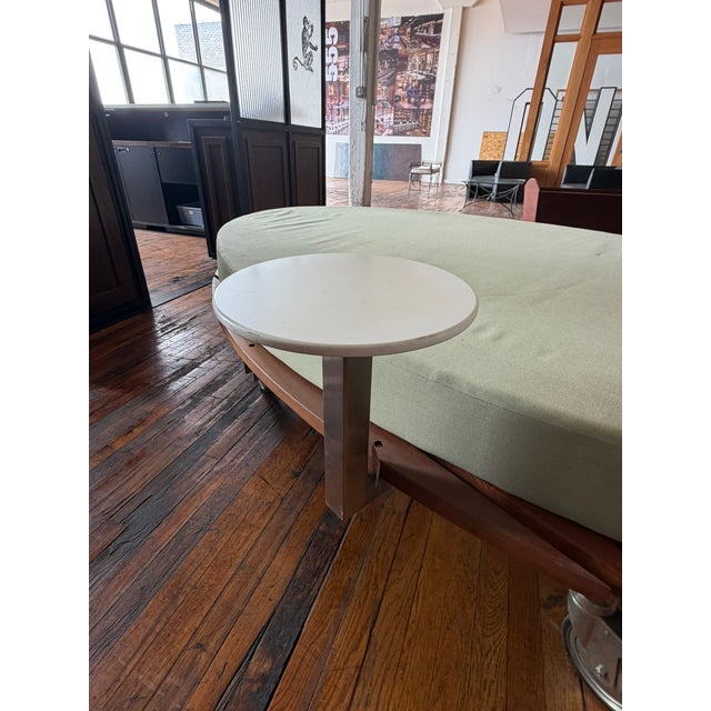 Custom Palms Hotel Las Vegas Daybed – Sculptural Oval Form With Integrated Side Tables & Caster Base For Sale - Image 4 of 16