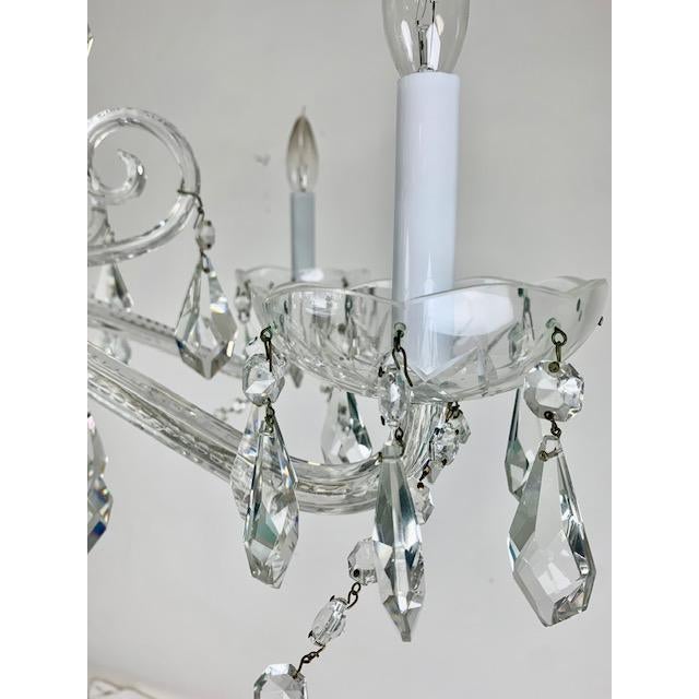 Waterford Six Arm Chechoslovakian Heavy Lead Crystal Chandelier, Unmarked For Sale - Image 4 of 11