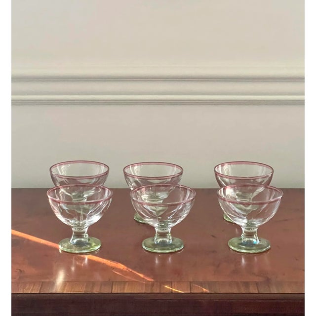 Glass Vintage Italian Glass Footed Dessert Cups- Set of 6 For Sale - Image 7 of 7