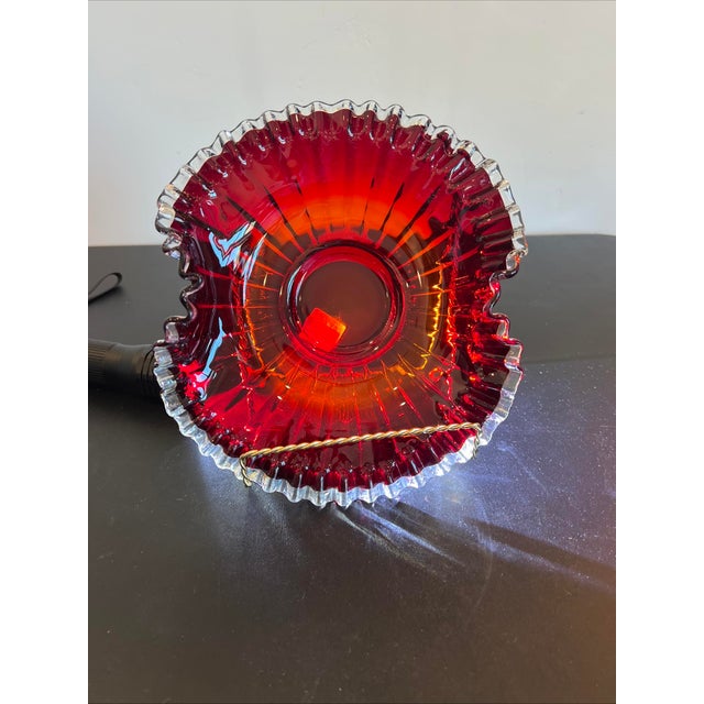 Silver 1939 Fenton Pre-Logo Ruby Amberina Silver Crest Ruffled Art Glass Centerpiece Bowl For Sale - Image 8 of 9
