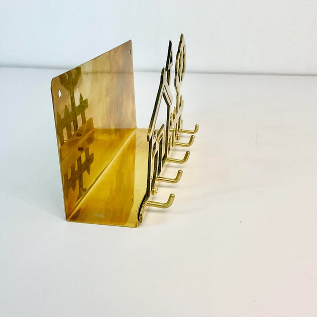 Metal Mid-Century Americana Boho Chic Brass Letter Holder & Key Hook For Sale - Image 7 of 9