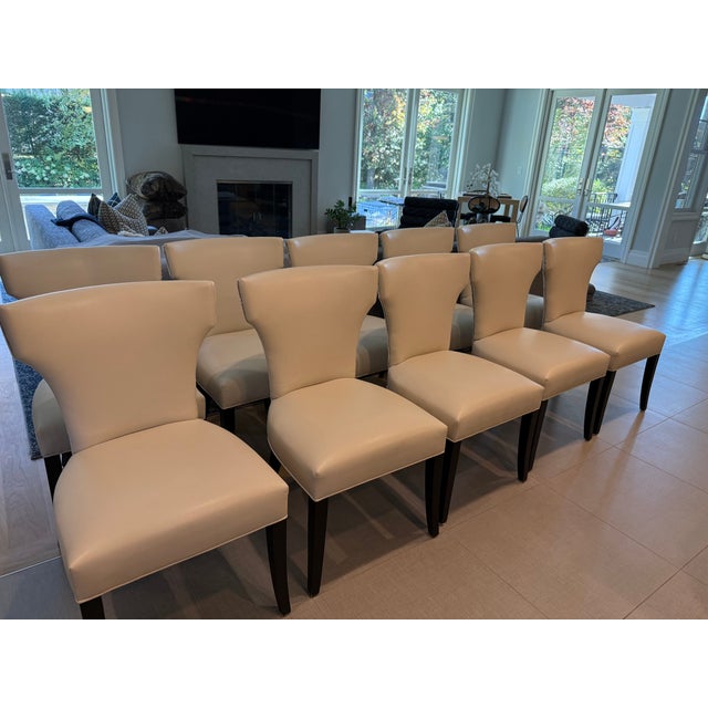 Custom Designed Crate & Barrel Two-Tone Upholstered Dining Chairs – Set of 10 For Sale - Image 10 of 17