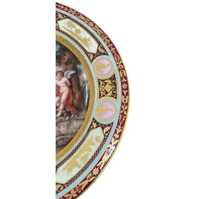 Ceramic Pair of 19th Century Royal Vienna Hand-Painted Porcelain Plates For Sale - Image 7 of 8
