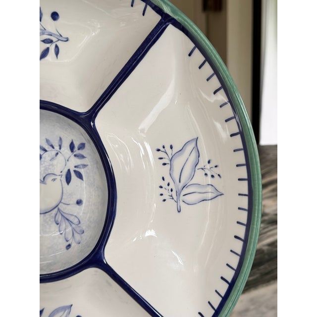 Villeroy & Boch Made in Portugal Villeroy & Boch Bluebird Pattern Chip & Dip For Sale - Image 4 of 11