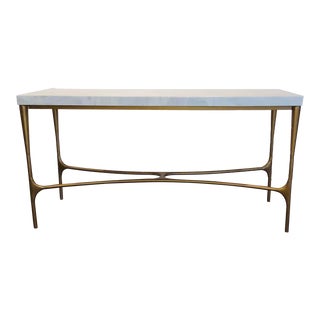 Made Goods Modern Faux Horn and Gold Finished Giordano Console Table For Sale