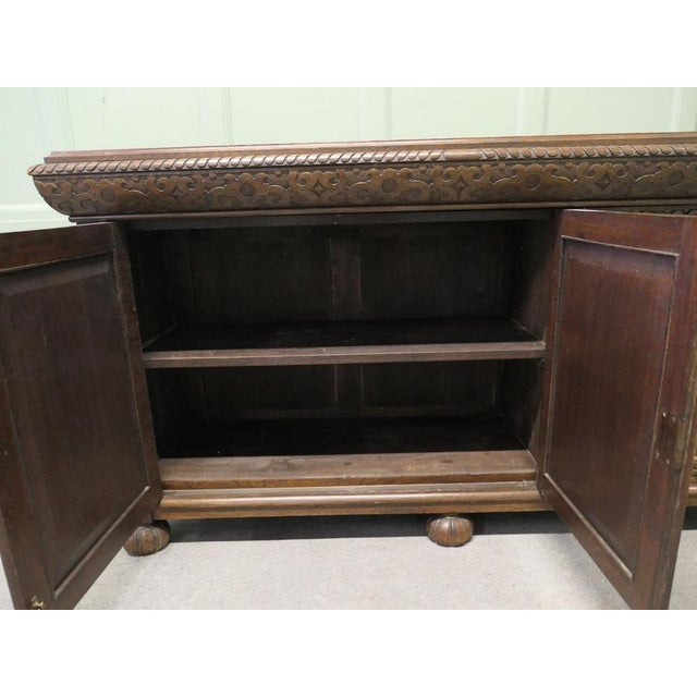 Gothic Credenza in Carved Golden Oak For Sale - Image 4 of 8