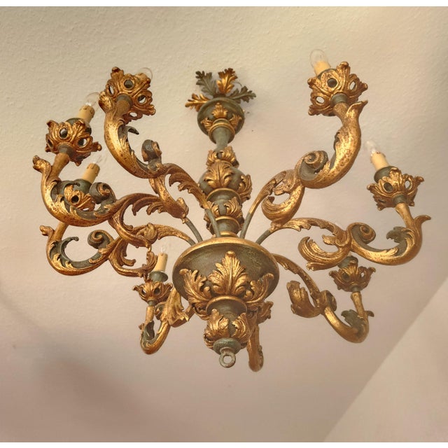 Xxl large florentine chandelier - gilded with gold leaf, wood - rococo louis xv style, italy an exceptional chandelier...