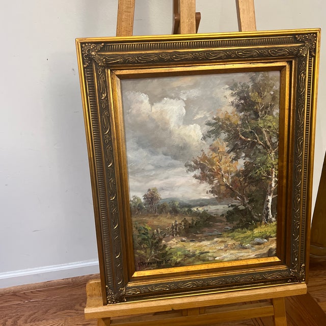 Green 20th Century European School Impressionist Style Landscape Oil on Artist Board Framed Signed For Sale - Image 8 of 9