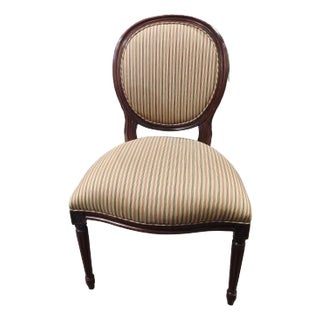 Late 20th Century Hickory Chair Wood and Striped Fabric Dining Chair For Sale