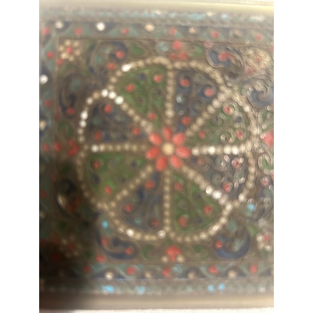 Late 19th Century Antique 84 Silver Cloisonné Enamel Box / Cigarette Case” For Sale - Image 5 of 11