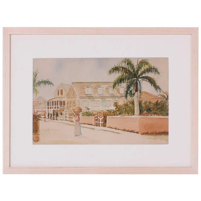 Paint Antique Caribbean Watercolor For Sale - Image 7 of 7