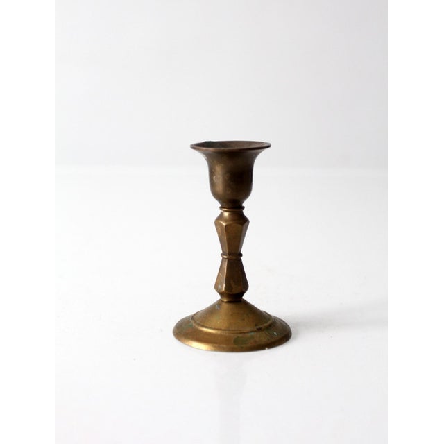 Vintage Brass Candlestick Holder For Sale - Image 4 of 8