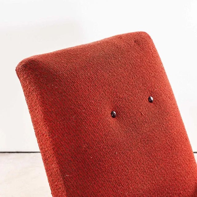 Red Armchair in Tomato Geometric Check Bouclé Fabric Arrmchair with Sprung Seat by Jaroslav Šmídek, 1950s For Sale - Image 8 of 10