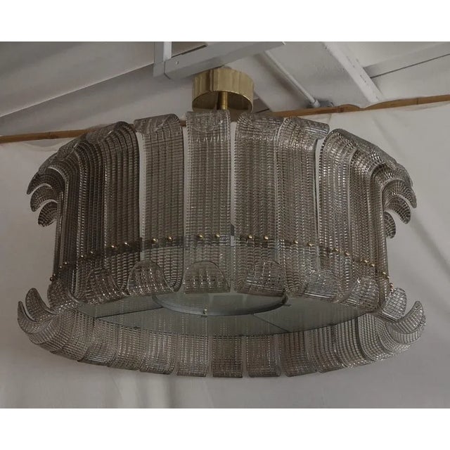 2000 - 2009 Mid-Century Art Glass Murano Round and Brass Chandelier, 2000s For Sale - Image 5 of 10