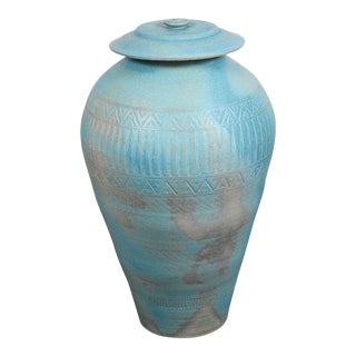 1980s Lidded Amphora Style Ceramic Vessel, Custom for Steve Chase For Sale