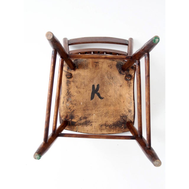 Antique Plank Seat Spindle Back Side Chair For Sale - Image 13 of 14