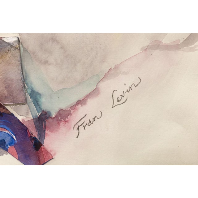 1980s Fran Levin - Signed, C. 1980s Modern Watercolor Collage Abstract Expressionist For Sale - Image 5 of 6