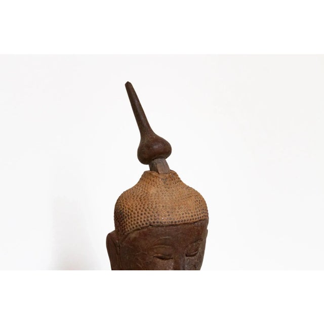 19th Century Beautiful Antique Carved Wood Painted Buddha For Sale - Image 5 of 8