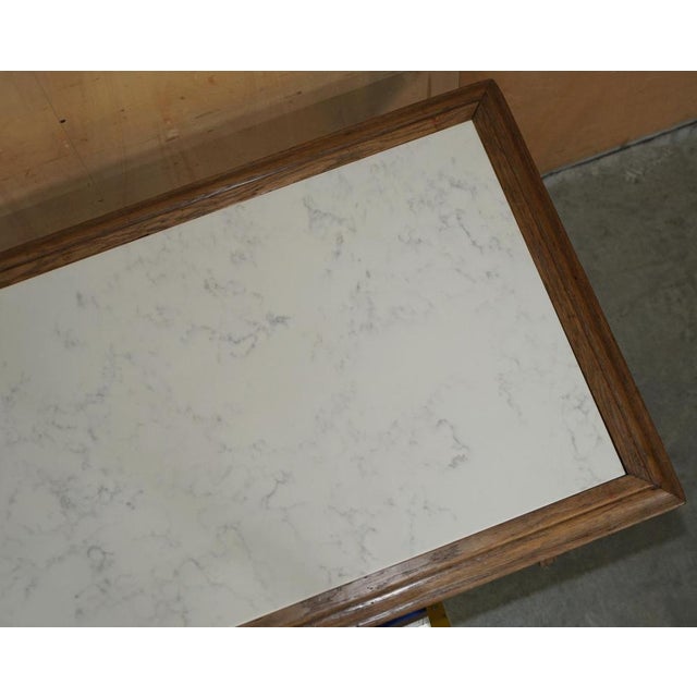 Gold Antique Victorian Oak X Frame Dining Table with Marble Top, 1870s For Sale - Image 8 of 18