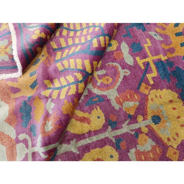 Galerie Shabab Collection Midcentury Handmade Indian Whimsical Pictorial Large Room Size Rug For Sale - Image 10 of 10