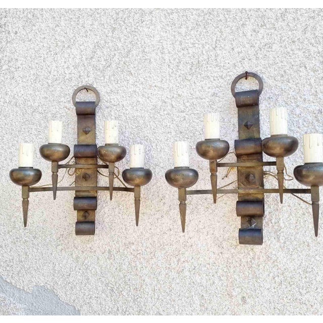 Brutalist Wall Lamps, Italy, 1960s, Set of 2, in Very Good conditions. Designed 1960 to 1969 Up to 250V (Europe/UK...