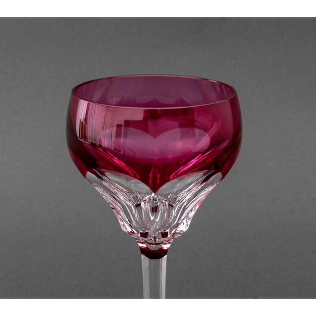 Val Saint-Lambert Val St. Lambert Red Cut Crystal Wine Glasses, 8 For Sale - Image 4 of 11
