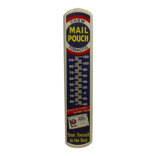 Vintage Metal "Mail Pouch" Advertising Thermometer Chairish