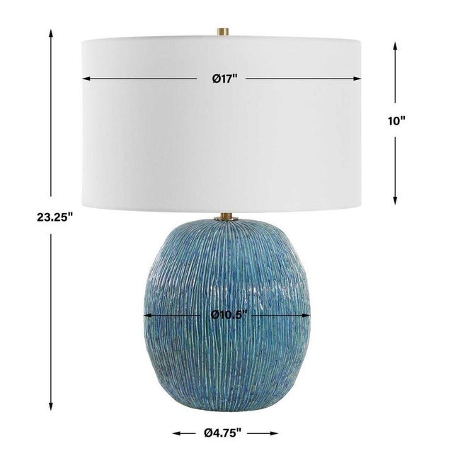 2020s Organic Modern Ocean Blue Wave Ceramic Table Lamp For Sale - Image 5 of 5