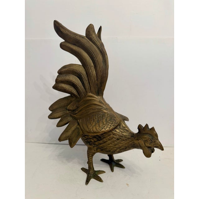 Life Size Brass Rooster Sculpture For Sale - Image 4 of 12