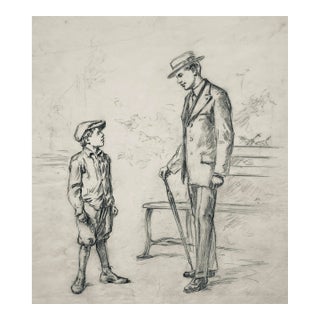 George Tobin Drawing of a Man and a Boy For Sale
