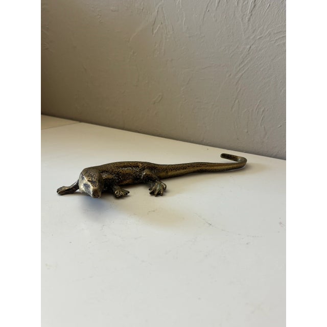 A vintage English brass lizard, full of charm and character. Of good size, it is beautifully detailed, with careful...