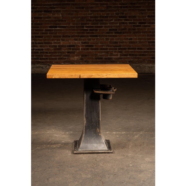 Early 20th Century Industrial Maple-Top Pub Table on Cast-Iron Pedestal For Sale In Chicago - Image 6 of 15