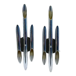 Pair of Mid-Century Modern Chrome Pipe Sconces