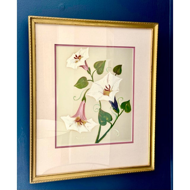 Contemporary Original Art, Morning Glories, Custom Framed Art Painted on Silk For Sale - Image 3 of 11