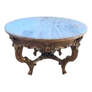 Round Table with Pink Marble Top, 1970s For Sale