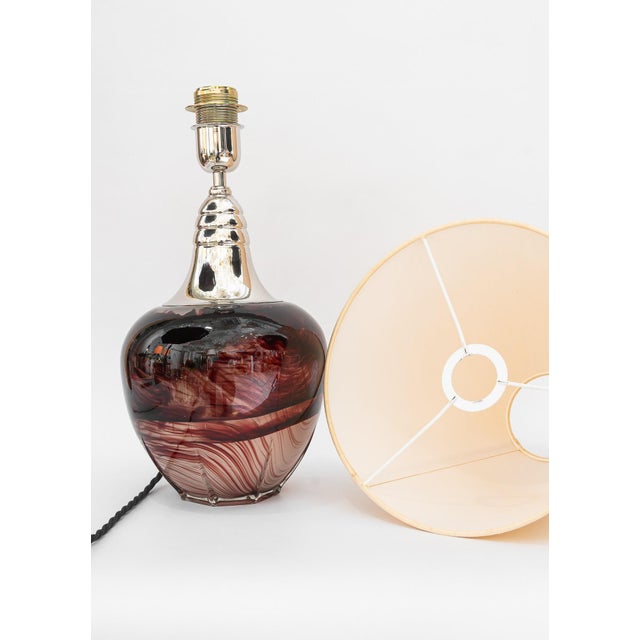 Murano Table Lamp with Fabric Shade, Italy, 1920s For Sale - Image 13 of 18