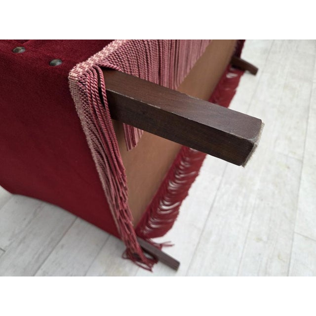 Danish 2-Seater Sofa in Cherry-Red Velour, 1970s For Sale - Image 15 of 17
