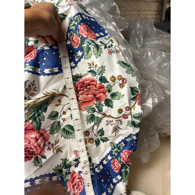Vintage Fabric With Blue and Peach Rose Florals - 8 Yards For Sale In New York - Image 6 of 6