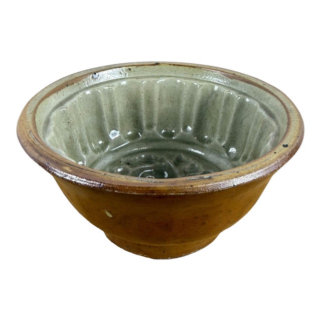 Antique English Stoneware Jelly Mould Bowl, Circa 1900 For Sale