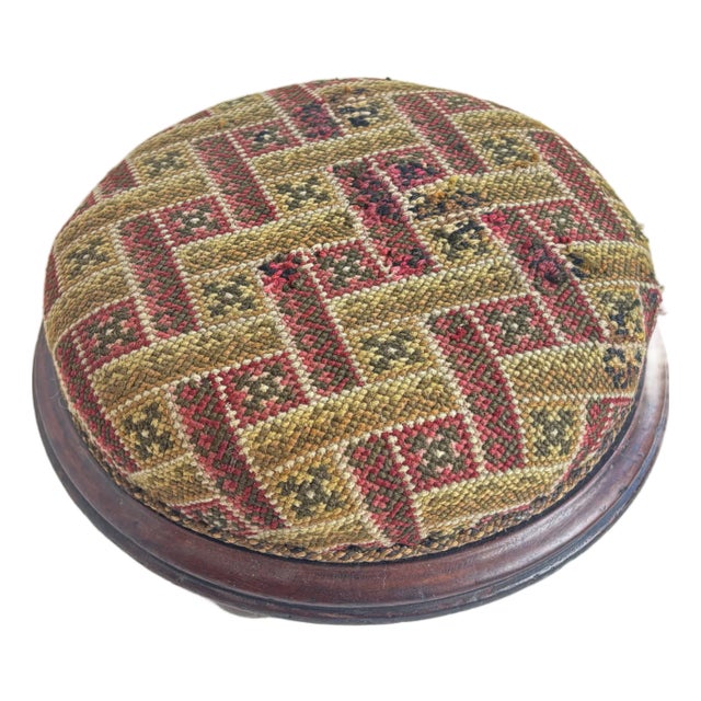 Mid 20th Century Needlepoint Footstool For Sale