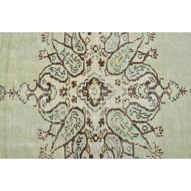 1960s Vintage Green Decor Hand Knotted Area Living Room Rug For Sale In Phoenix - Image 6 of 11