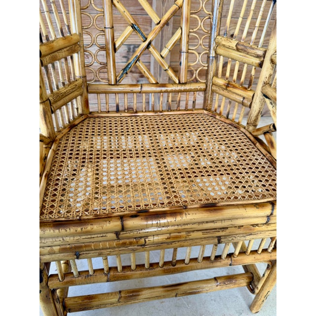 Brighton Pavilion Vintage Refinished Organic Modern Brighton Pavilion Style Rattan Cane Side Chair For Sale - Image 4 of 12