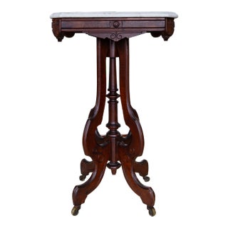 19th C. Victorian East Lake Stone Top Plant Stand or Side Table For Sale