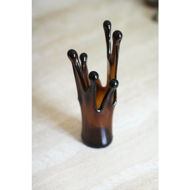 1970s Pop Art Splatter or Drop Glass Vase in Amber Brown For Sale - Image 6 of 10