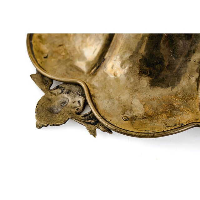 Vintage Antique Hammered Brass Rococo Revival Footed Bowl For Sale - Image 12 of 14
