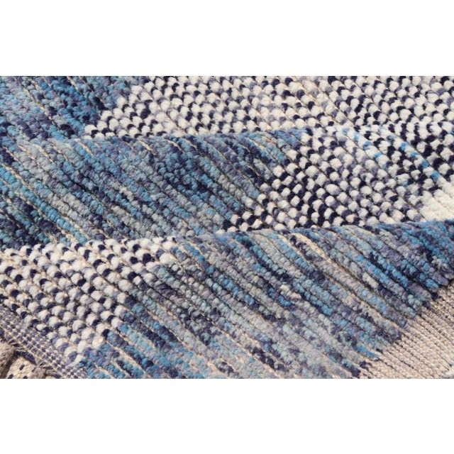 Modern Piled Rug by Keivan Woven Arts in Blue's With Abstract Design 9'6 X 11'3 For Sale - Image 11 of 12
